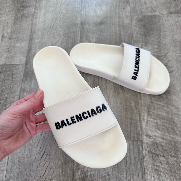 Balenciaga Logo Printed Slides Size 8 - Picture 1 of 9